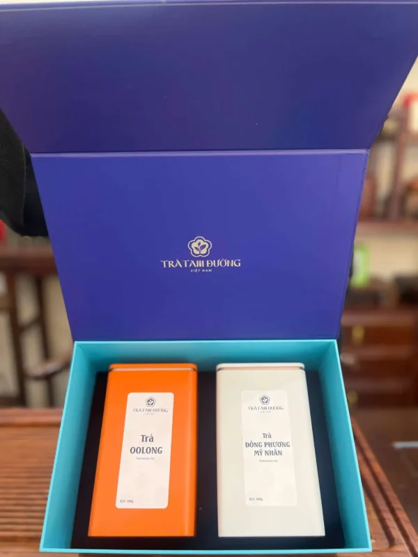 Hộp đựng trà đôi xanh PK
